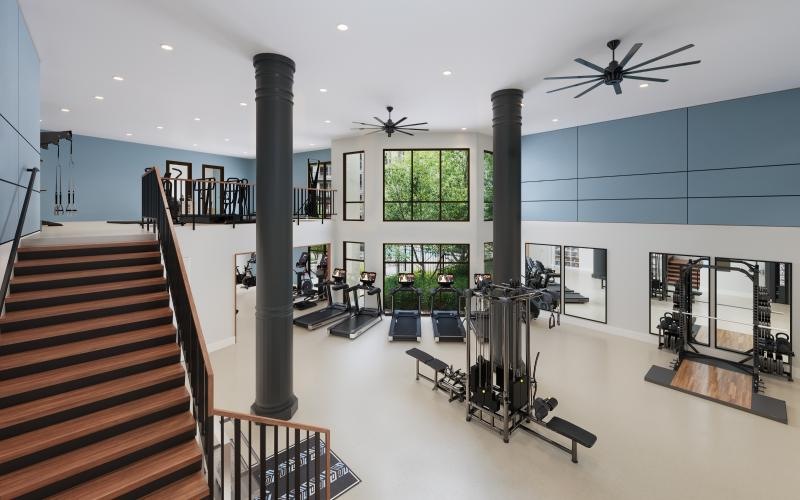 a gym with exercise equipment