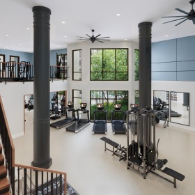 a gym with exercise equipment